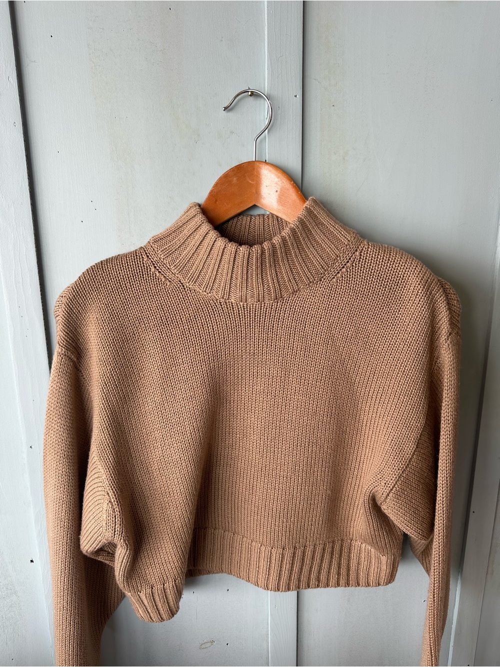 Aritzia Wilfred Free 100% Merino Wool Turtleneck Cropped Sweater Oversized Loose - Picture 5 of 9